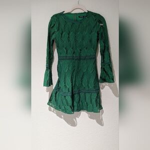 Boohoo Emerald Lace Detail Dress